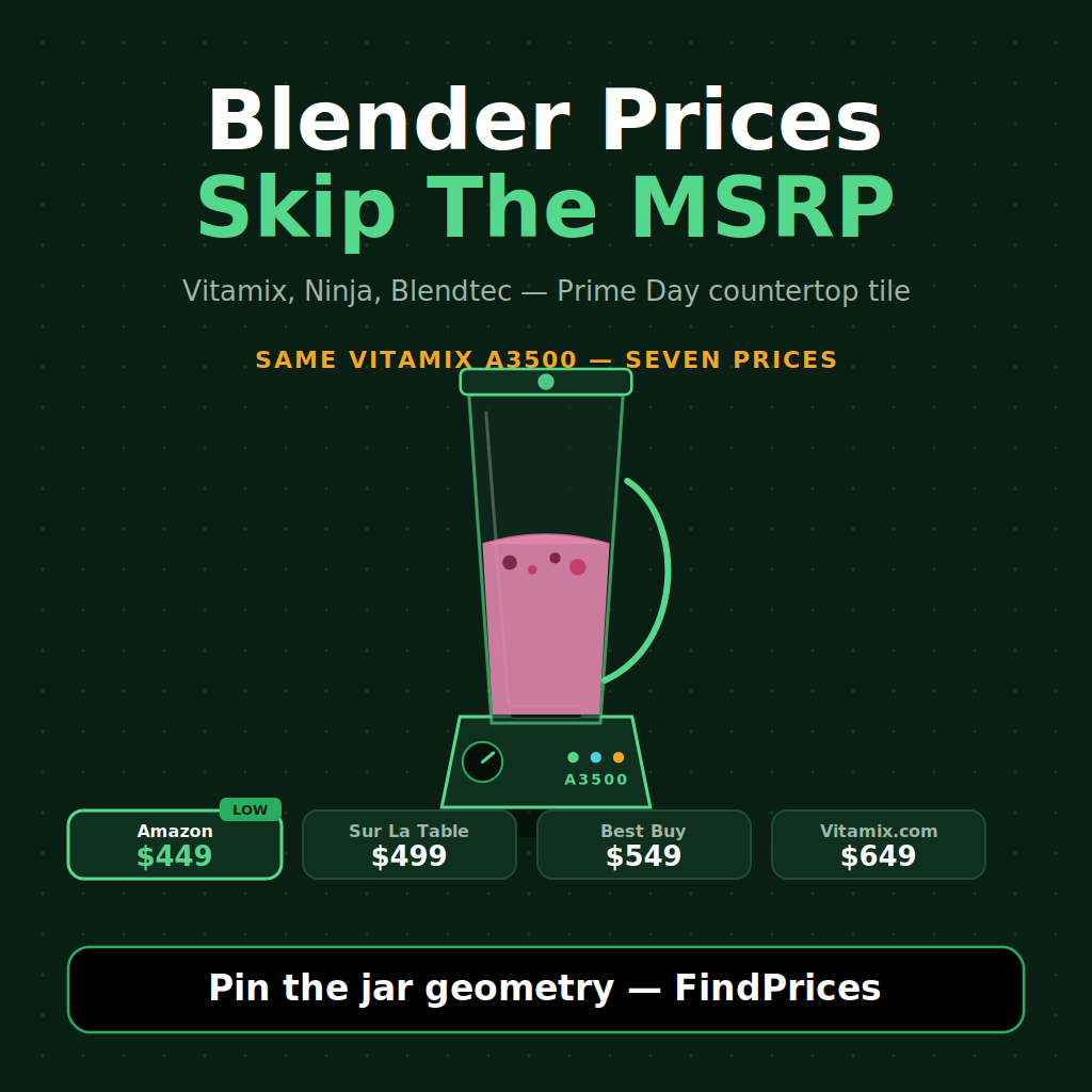 Blender Price Comparison: How to Save 55% on a Vitamix A3500, Ninja Foodi Cold & Hot, or Blendtec Total Classic Once Prime Day's Countertop Tile Goes Live