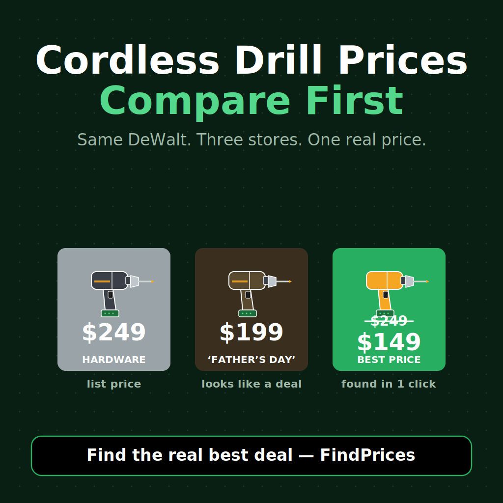 Cordless Drill Price Comparison: How to Save 40% on a Father's Day DeWalt or Milwaukee Before the Summer Project Rush