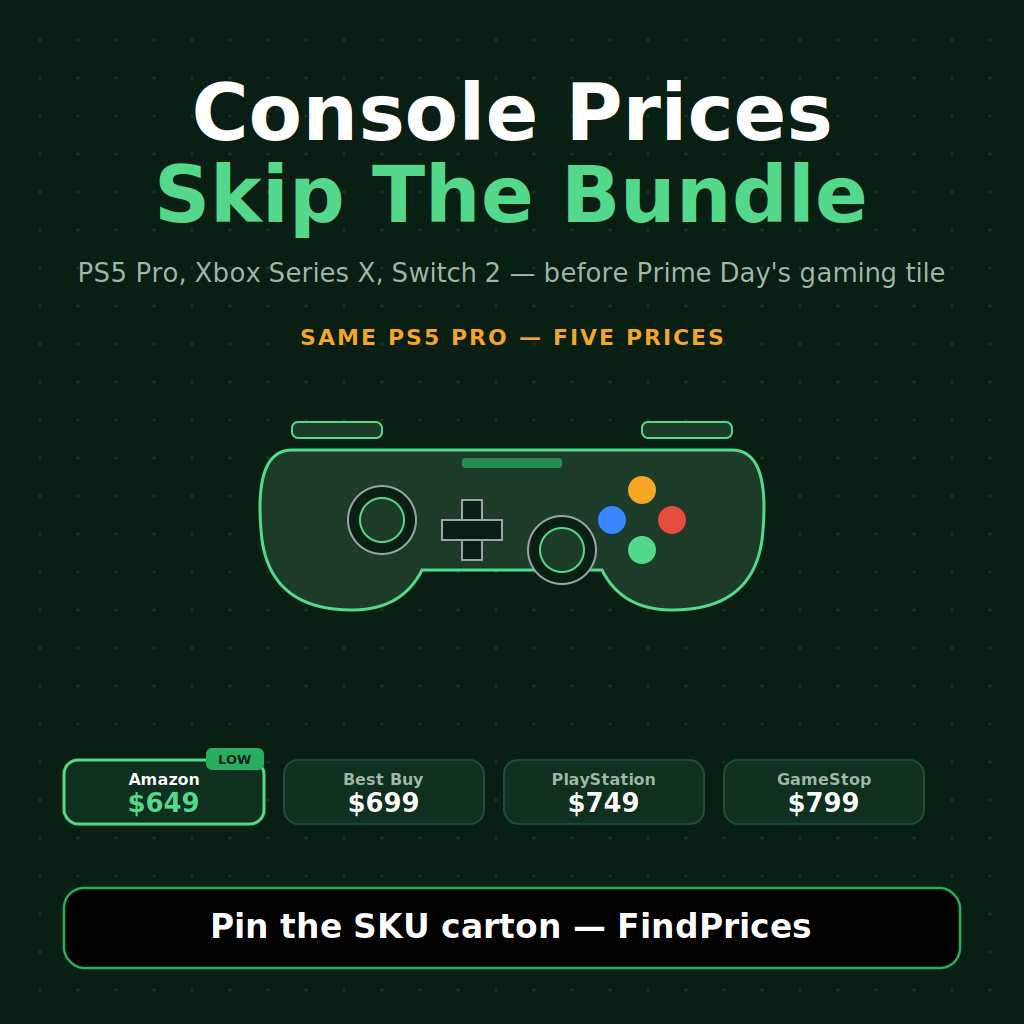 Gaming Console Price Comparison: How to Save 30% on a PS5 Pro, Xbox Series X, or Nintendo Switch 2 Before Prime Day's Gaming Tile