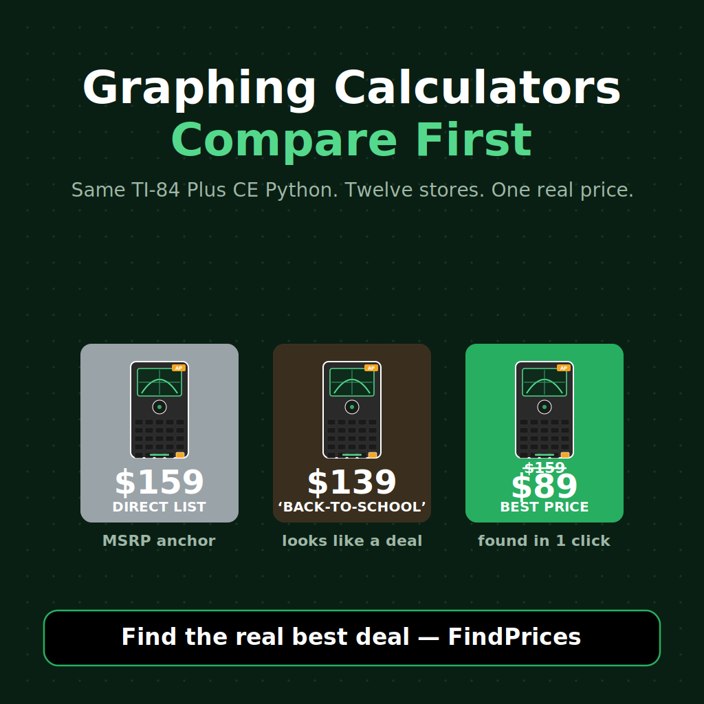 Graphing Calculator Price Comparison: How to Save 45% on a TI-84 Plus CE Python, Casio fx-CG50 PRIZM, or HP Prime G2 as the Post-Prime Day Back-to-School Graphing-Calculator Marquee Takes the Wednesday Aisle