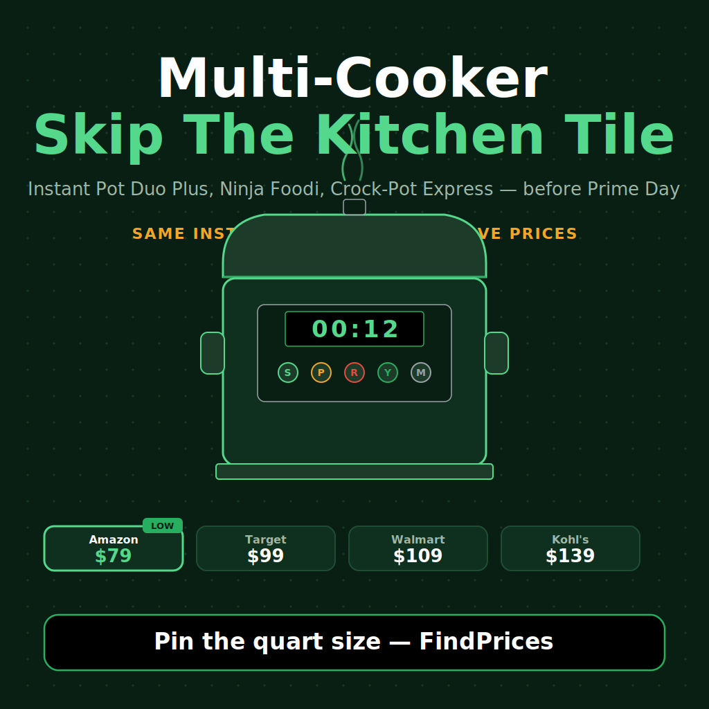 Instant Pot Price Comparison: How to Save 45% on a Duo Plus 6-qt, Ninja Foodi, or Crock-Pot Express Before Prime Day's Kitchen Tile