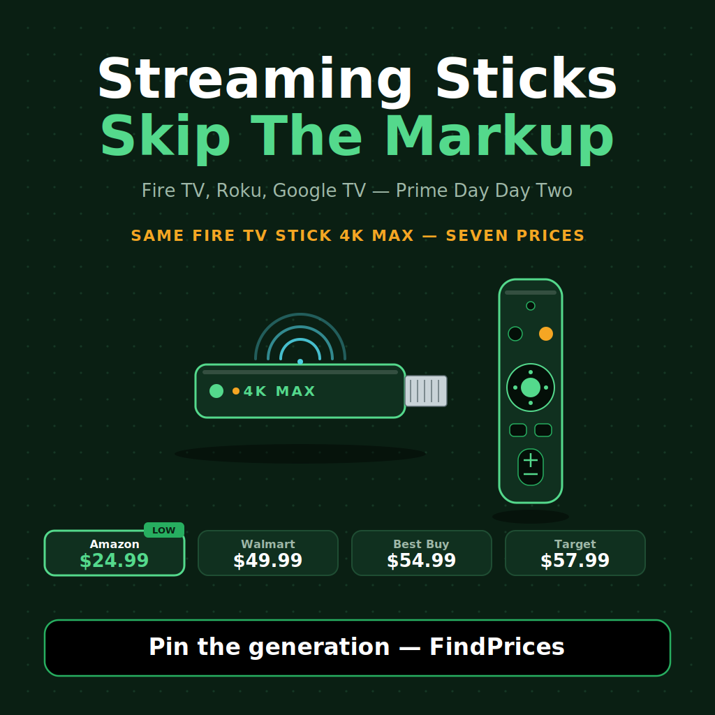 Streaming Stick Price Comparison: How to Save 50% on a Fire TV Stick 4K Max, Roku Ultra, or Google TV Streamer as Prime Day Day Two's Streaming Tile Goes Live